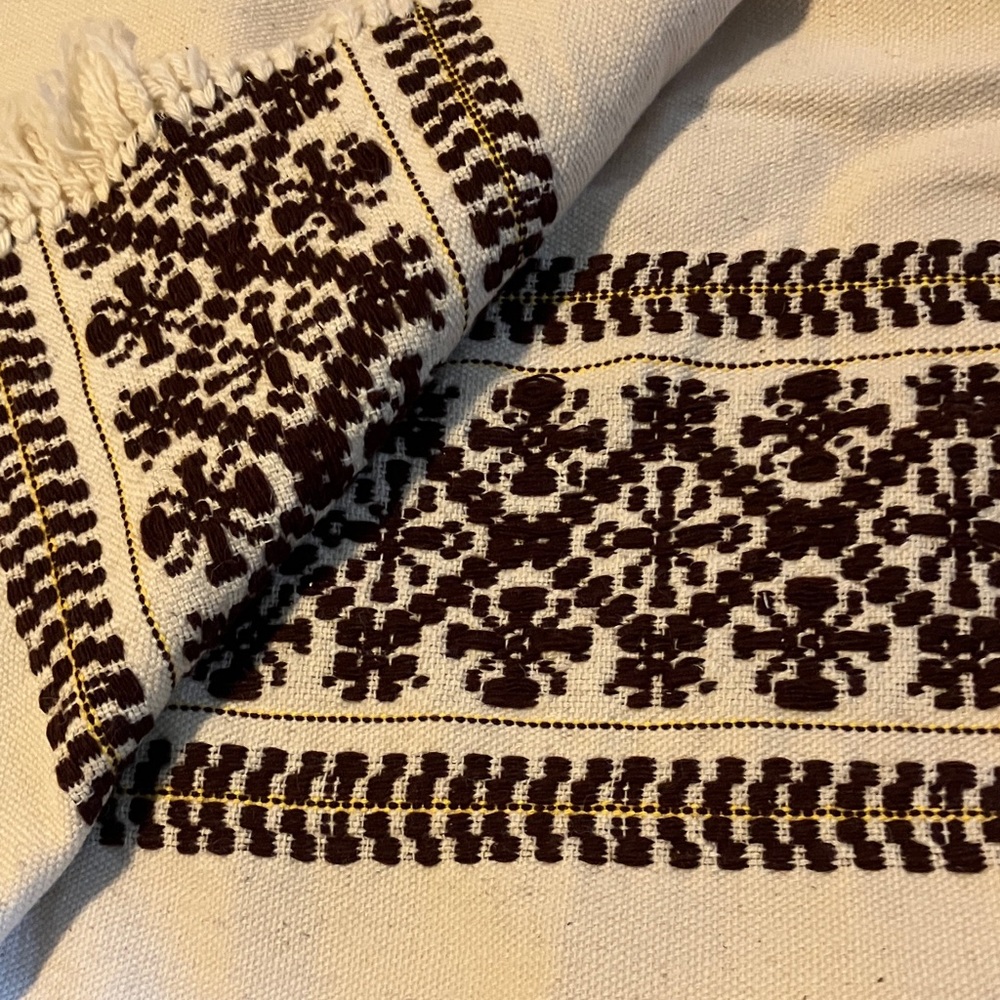 Kilim 100% Wool Polish Folk Art Patterned Woven Wall Hanging with Fringe - Picture 6 of 7